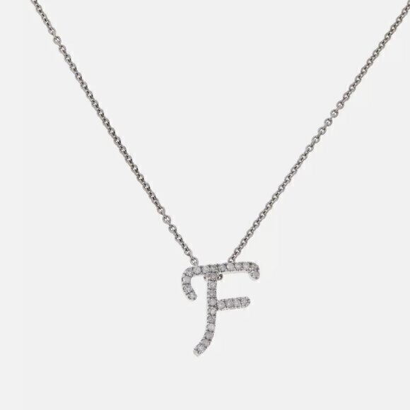 Colleen Lopez Sterling Silver .11 ctw GENUINE Diamond INITIAL Necklace F nwt - Picture 1 of 10